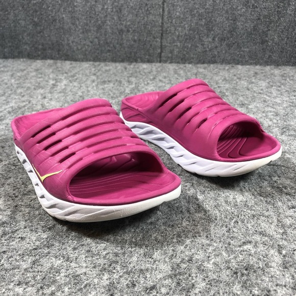 HOKA One One Recovery Slides Womens 7 Pink Cushioned Comfort Sandals - Picture 2 of 16
